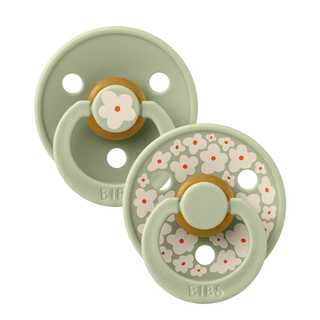 Set 2 suzete din latex cu tetina rotunda Colour Studio, Sage, Flower, 0 luni+, Bibs 729949