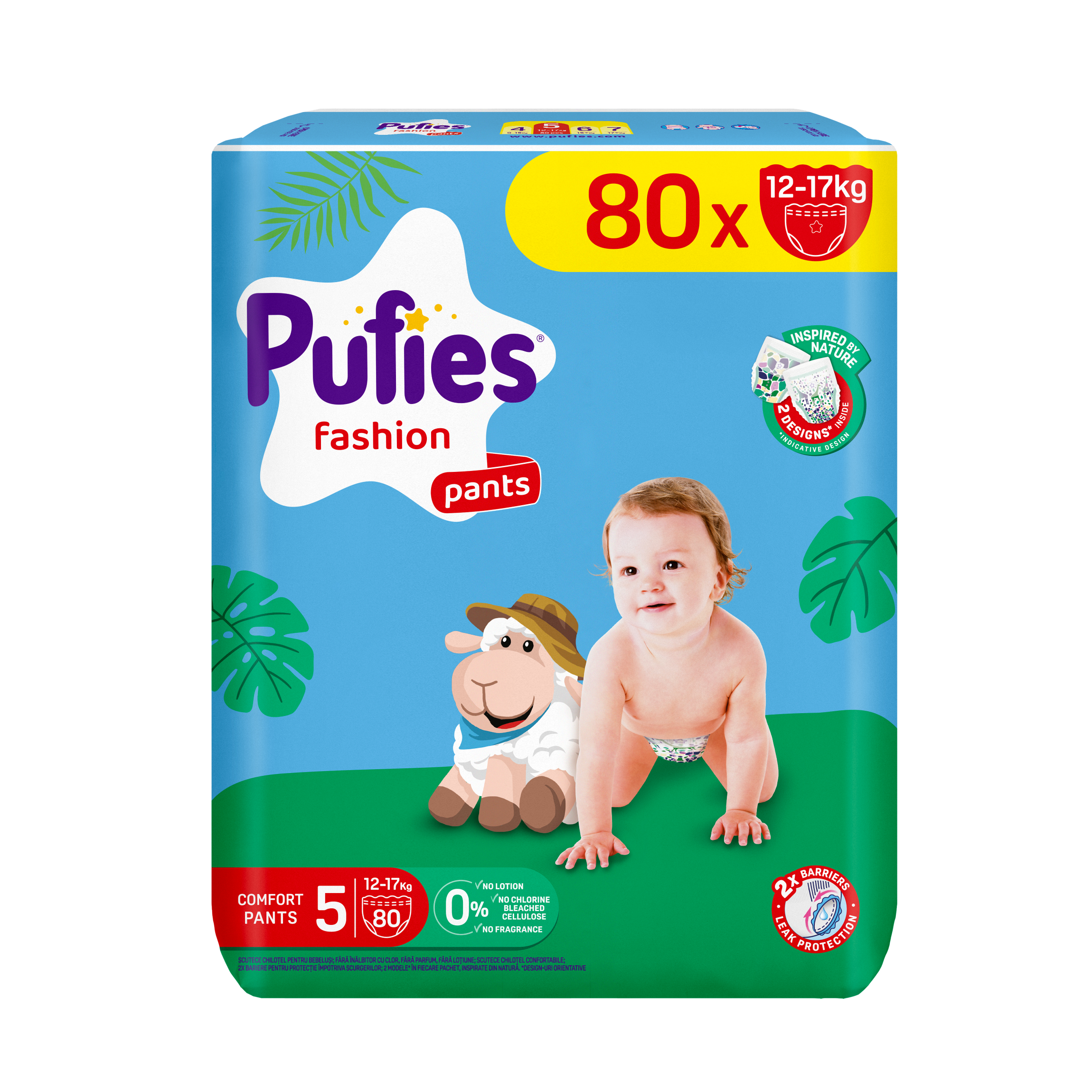 Scutece Pants Fashion, Nr. 5, 12 - 17 Kg, 80 bucati, Pufies