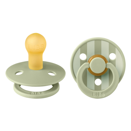 Set 2 suzete cu tetina rotunda Colour Studio, Sage, Stripe, 0 luni+, Bibs