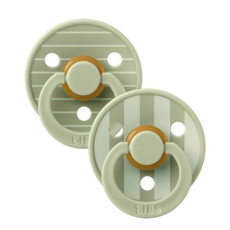 Set 2 suzete cu tetina rotunda Colour Studio, Sage, Stripe, 0 luni+, Bibs 729991