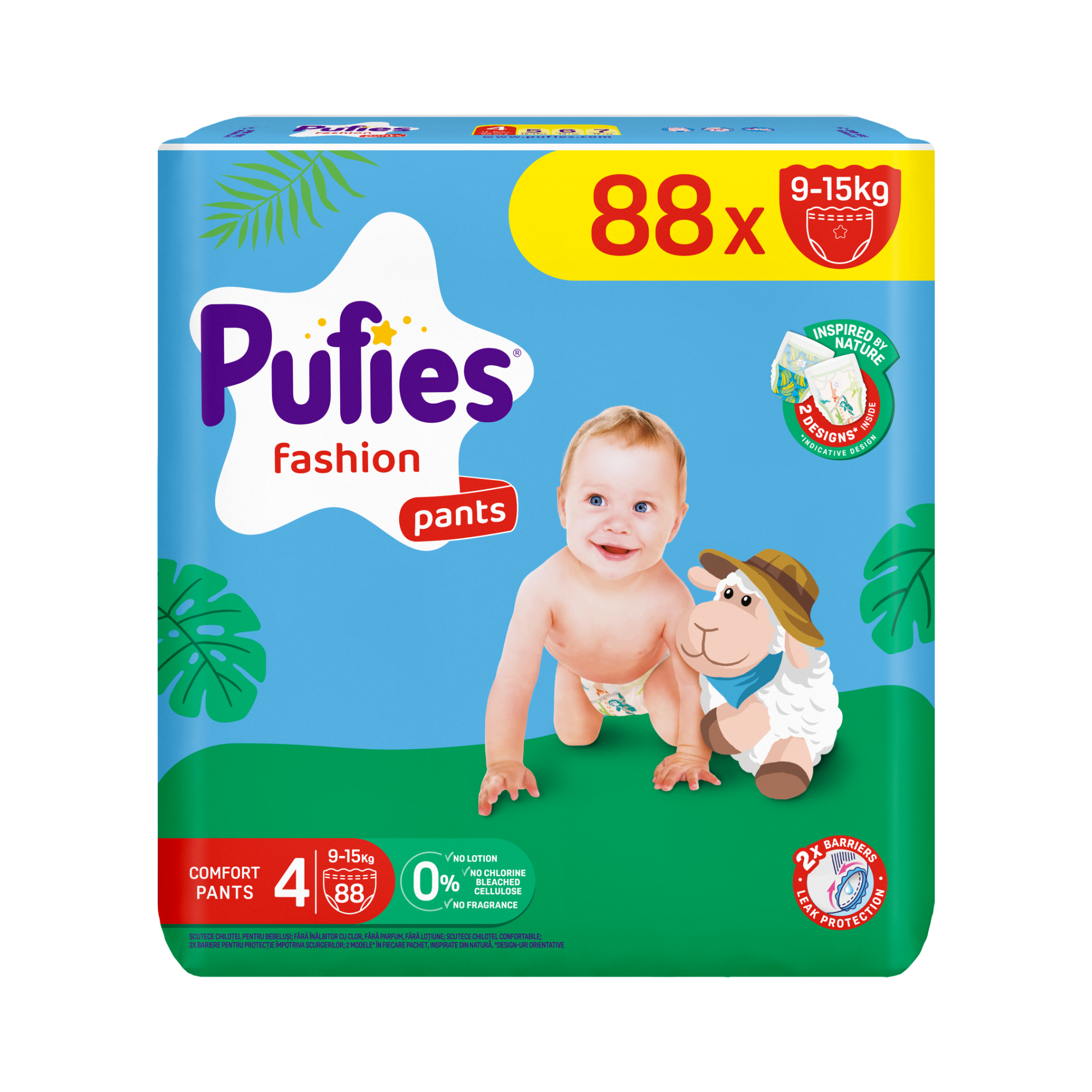 Scutece Pants Fashion, Nr. 4, 9 - 15 Kg, 88 bucati, Pufies