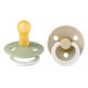 Set 2 suzete fosforescente cu tetina rotunda Colour Glow Latex, Sage/Vanilla, 0 luni+, Bibs 730021