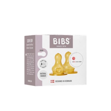 Set 2 tetine din latex pentru biberon, flux lent, 0 luni+, Bibs 730040