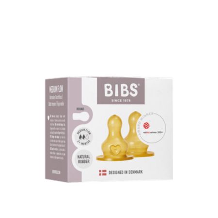Set 2 tetine din latex pentru biberon, flux mediu, Bibs 730050
