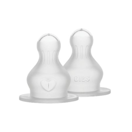 Set 2 tetine din silicon pentru biberon, Flux mediu, Bibs