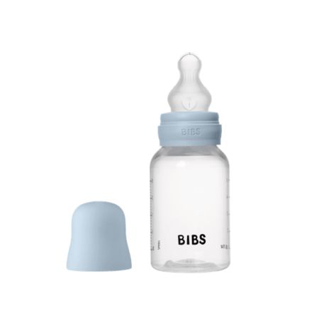 Set complet Biberon Anticolici 150 ml cu Tetina din silicon flux lent, Baby Blue, Bibs