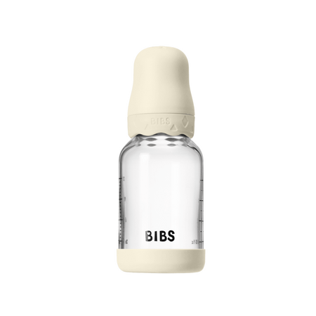 Set complet Biberon anticolici din sticla Boheme 120 ml cu Tetina din latex flux lent, 0 luni+, Ivory, Bibs 730146