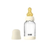 Set complet Biberon anticolici din sticla Boheme 120 ml cu Tetina din latex flux lent, 0 luni+, Ivory, Bibs