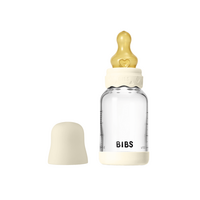 Set complet Biberon anticolici din sticla Boheme 120 ml cu Tetina din latex flux lent, 0 luni+, Ivory, Bibs