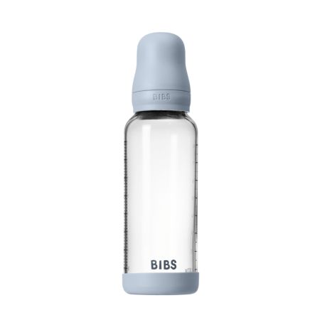 Set complet Biberon anticolici din sticla 240 ml cu Tetina din latex flux mediu, Baby Blue, Bibs 730168