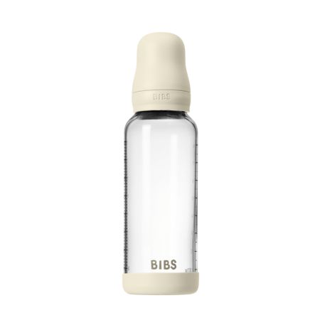 Set complet Biberon anticolici din sticla 240 ml cu Tetina din latex flux mediu, Ivory, Bibs 730174