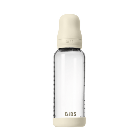 Set complet Biberon anticolici din sticla 240 ml cu Tetina din latex flux mediu, Ivory, Bibs 730174