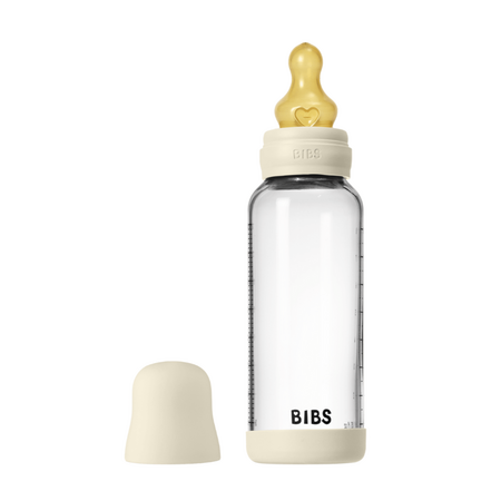Set complet Biberon anticolici din sticla 240 ml cu Tetina din latex flux mediu, Ivory, Bibs