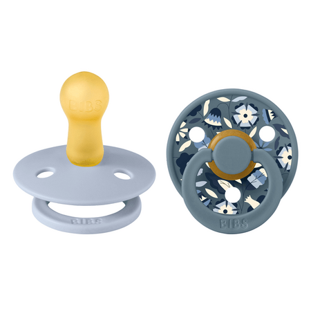 Set 2 suzete din latex Colour cu tetina rotunda Bibs x Liberty, Dusty Blue Mix, Bobo, 6 luni+, Bibs 730187