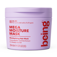 Masca hidratare pentru bucle si par foarte cret, Mega Moisture, 354 ml, Being