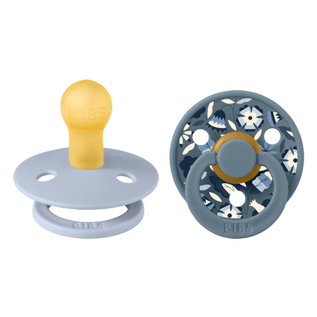 Set 2 suzete din latex Colour cu tetina rotunda Bibs x Liberty, Dusty Blue Mix, Bobo, 0 luni+, Bibs 730193