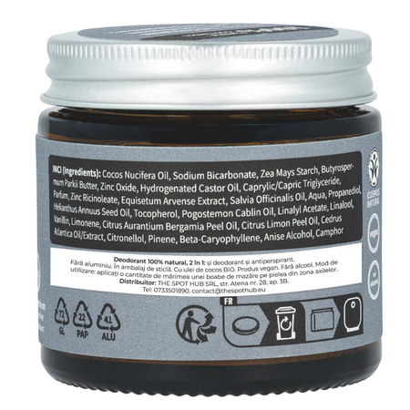 Deodorant si antiperspirant natural tip crema, fara aluminiu, Lemn Oriental, 40 ml, Niyok 775294