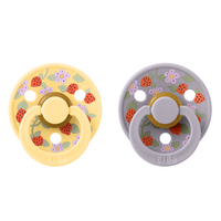 Set 2 suzete din latex Colour cu tetina rotunda Bibs x Liberty, Pale Butter/Fossil Grey, 6 luni+, Bibs