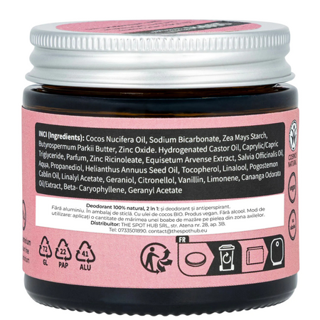 Deodorant si antiperspirant natural tip crema, fara aluminiu, Arome Florale, 40 ml, Niyok 775293
