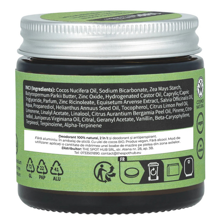 Deodorant si antiperspirant natural tip crema, fara aluminiu, Green Touch, 40 ml, Niyok 775287