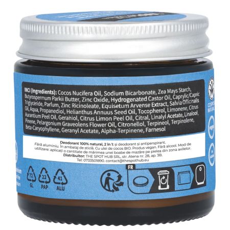 Deodorant si antiperspirant natural tip crema, fara aluminiu, Light Ocean, 40 ml, Niyok 775292