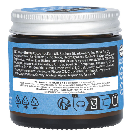Deodorant si antiperspirant natural tip crema, fara aluminiu, Light Ocean, 40 ml, Niyok 775292