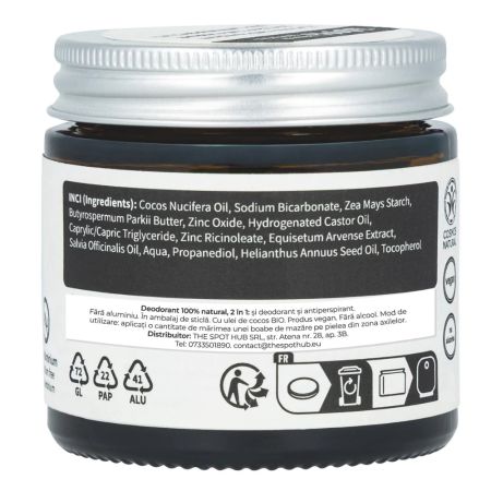 Deodorant si antiperspirant natural tip crema, fara aluminiu si fara parfum, 40 ml, Niyok 775276