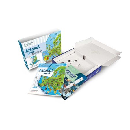 Pachet creion si carte interactiva Atlasul Lumii, 6 ani+, Raspundel Istetel 741987