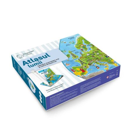 Pachet creion si carte interactiva Atlasul Lumii, 6 ani+, Raspundel Istetel 741988