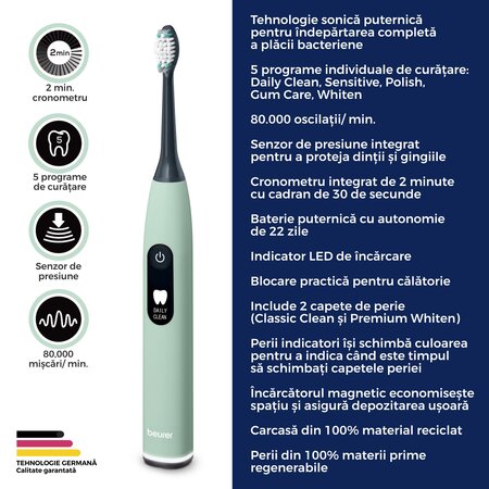 Periuta de dinti electrica sonica, Peppermint, SC 50, Beurer 730307