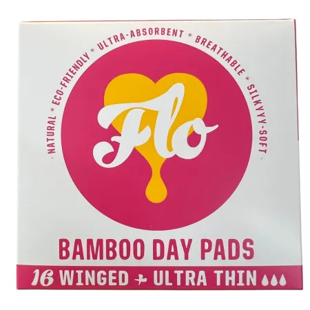 Absorbante normale de zi cu aripioare din bambus, 16 bucati, Flo