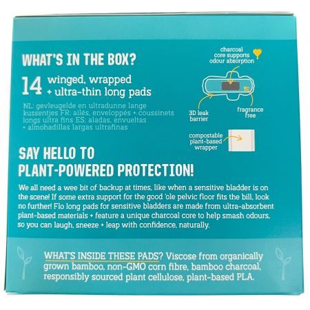 Absorbante lungi cu carbune activ pentru incontinenta urinara, 14 bucati, Flo 730376