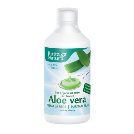 Suc organic de Aloe Vera cu pulpa, 1000 ml, Rotta Natura