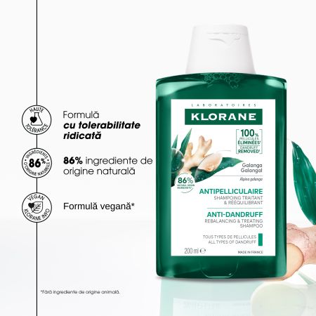 Sampon antimatreata cu galangal Bio, 200 ml, Klorane 730416