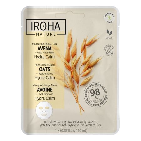 Masca faciala cu efect calmant cu Ovaz + Acid Hialuronic,, 20 ml, Iroha