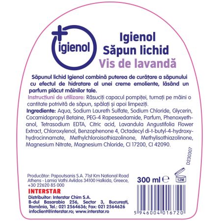 Sapun lichid Vis de Lavanda, 300 ml, Igienol 730898