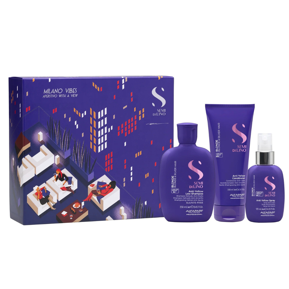 Kit ingrijire pentru parul blond SDL Blonde, 250 + 200 + 125 ml, Alfaparf