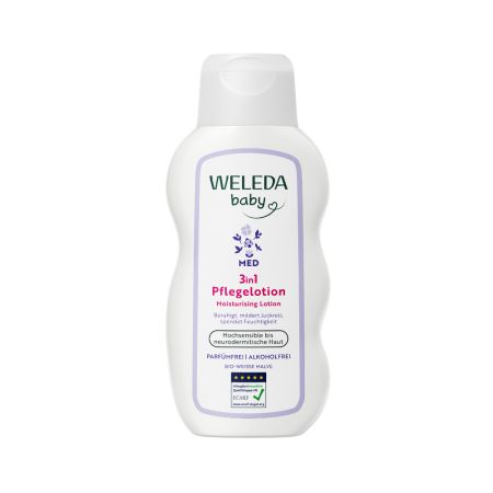 Lotiune hidratanta 3 în1 cu nalba alba Baby Derma, 200 ml, Weleda