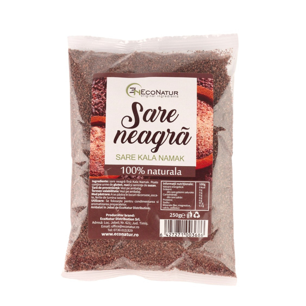 Sare neagra fina Kala Namak, 250 g, Econatur