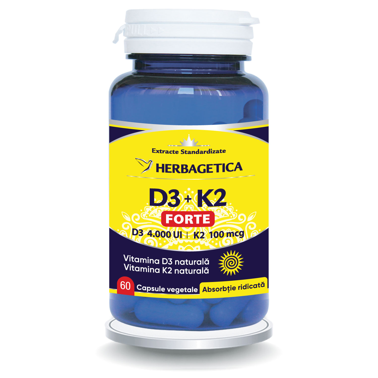 Vitamina D3+K2 Forte, 60 capsule, Herbagetica