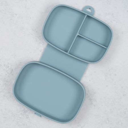 Caserola compartimentata din silicon cu ventuza Magic Box, Aqua Blue, 6 luni+, Appekids 731245