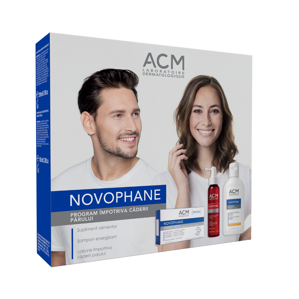 Pachet Sampon, Lotiune si capsule Novophane, 200 ml/ 100 ml/ 60 capsule, ACM