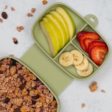 Caserola compartimentata din silicon cu ventuza Magic Box, Raw Green, 6 luni+, Appekids 731291