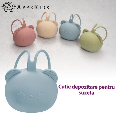 Cutie din silicon pentru suzeta The Little Bear, Aqua Blue, 0 luni+, Appekids 731312