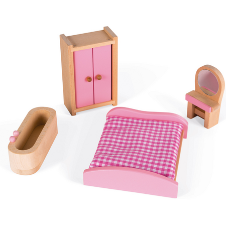 Casuta de papusi din lemn, Roz, Mademoiselle, + 3 ani, Janod 731318