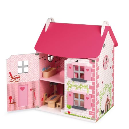 Casuta de papusi din lemn, Roz, Mademoiselle, + 3 ani