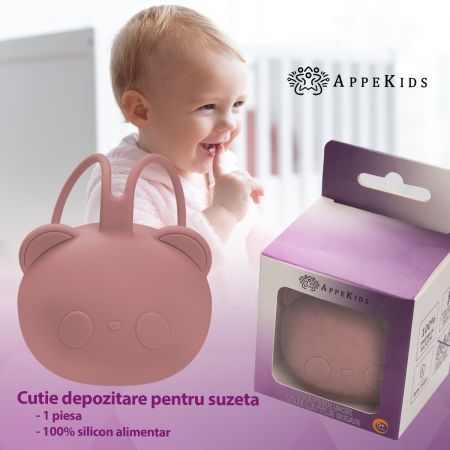 Cutie din silicon pentru suzeta The Little Bear, Old Rose, 0 luni+, Appekids 731346