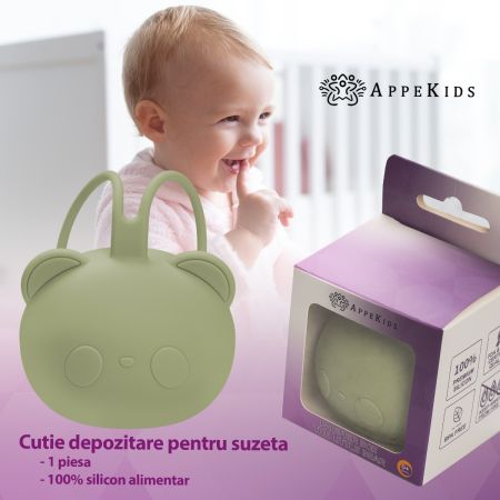 Cutie din silicon pentru suzeta The Little Bear, Raw Green, 0 luni+, Appekids 731377