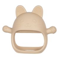 Jucarie pentru dentitie din silicon, Bubble Beige, Manusa Kitty, 3 luni+, Appekids