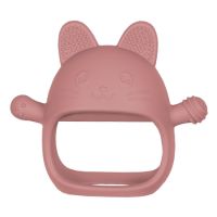 Jucarie pentru dentitie din silicon, Old Rose, Manusa Kitty, 3 luni+, Appekids